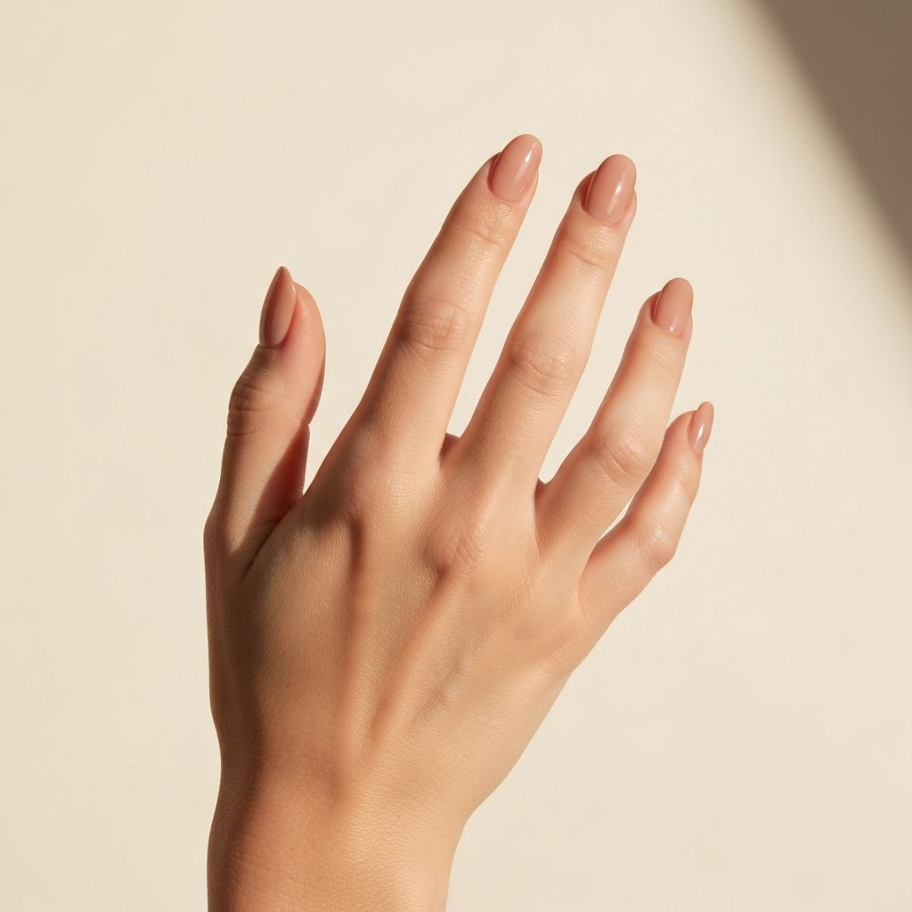 Structured gel manicure in champagne nude